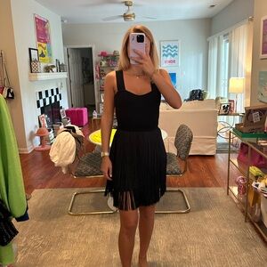 HERVE LEGER black fringe mini dress XS new with tags NWT